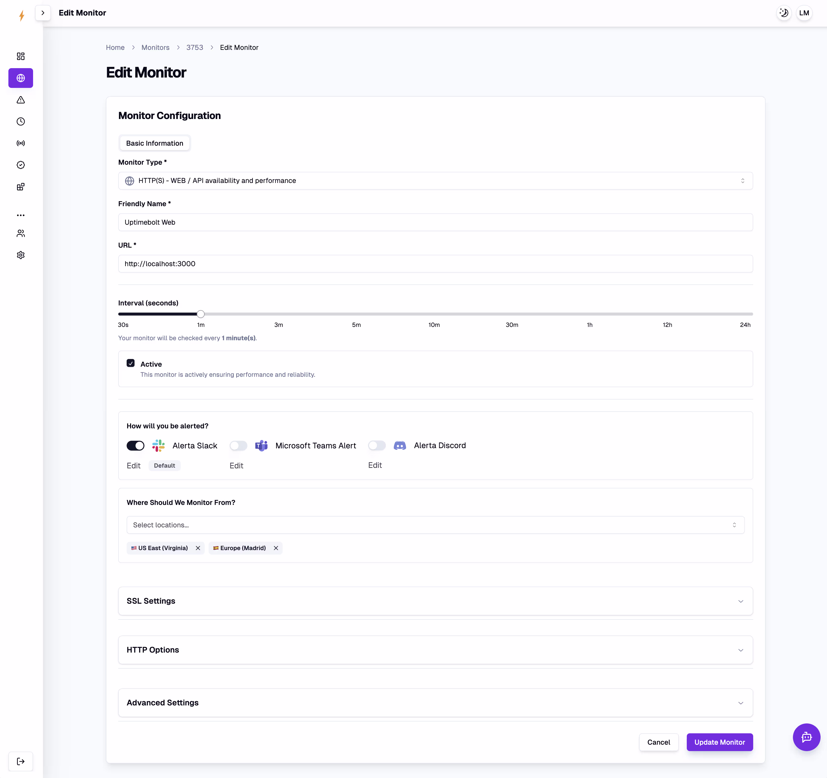 Guía visual de configuración de monitoreo Web/API